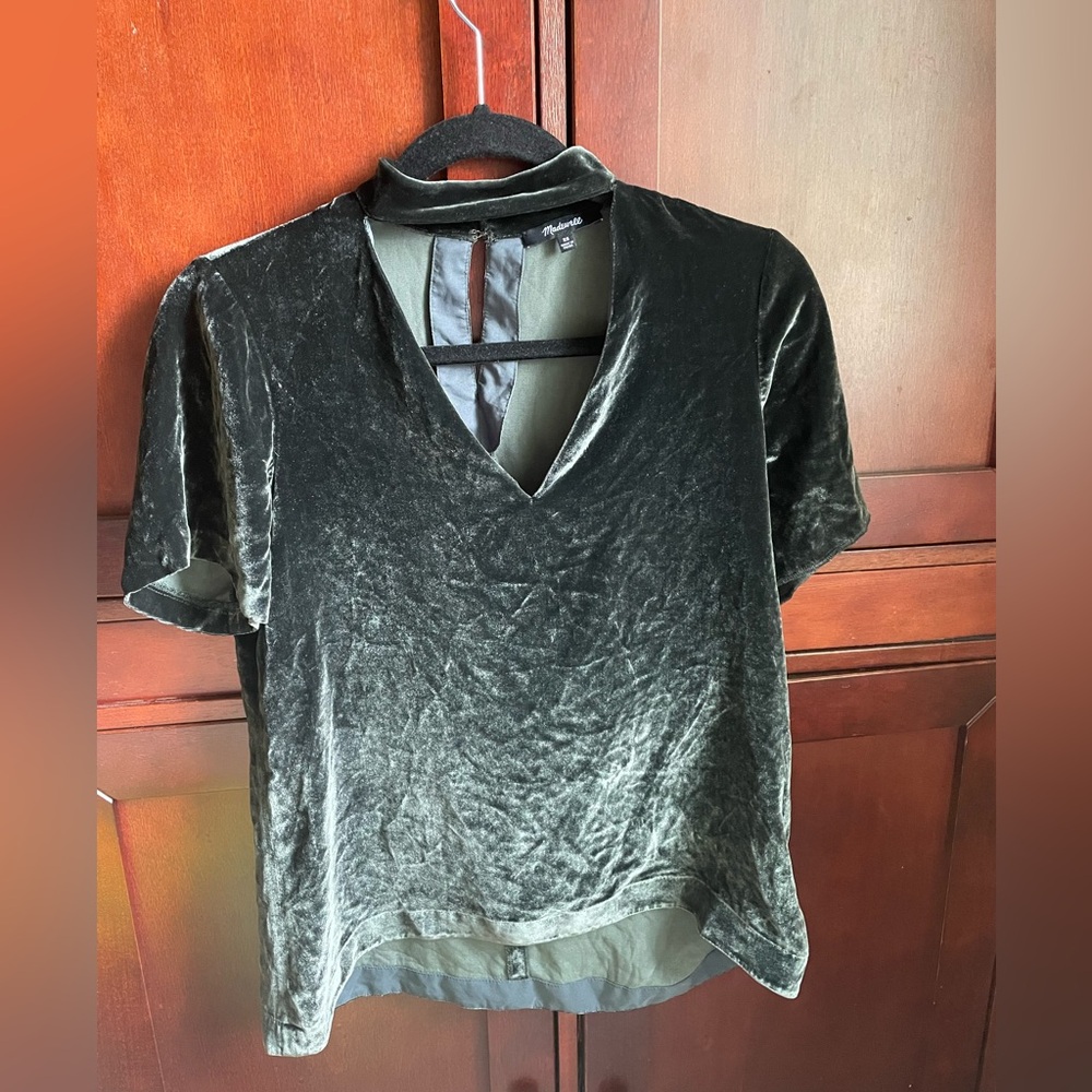 Madewell Choker Velvet Tee XS in Gray/green - Picture 12 of 12
